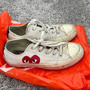 Comme des Carcons CDG Play Converse Low White Size 6 Womens/4 Mens